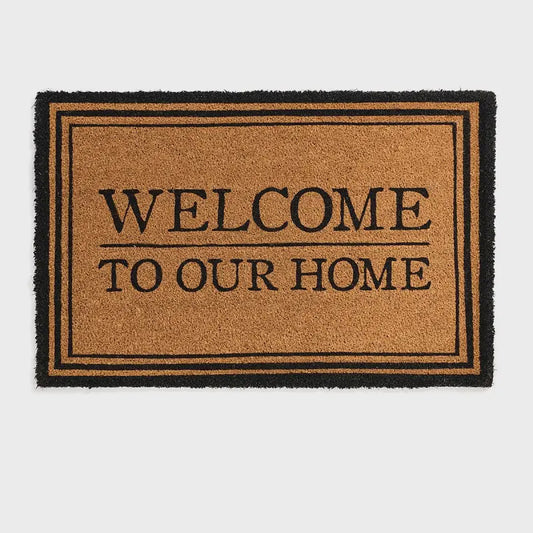Oxford Welcome To Our Home Matt Black 55x85cm