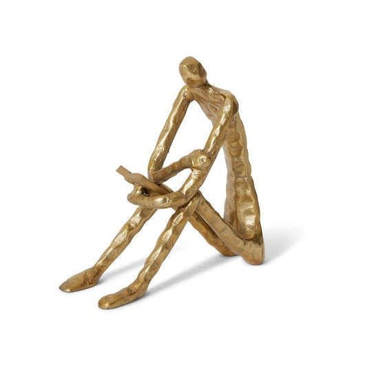 Man Reading Sculpture - 20 x 10 x 23cm GOLD