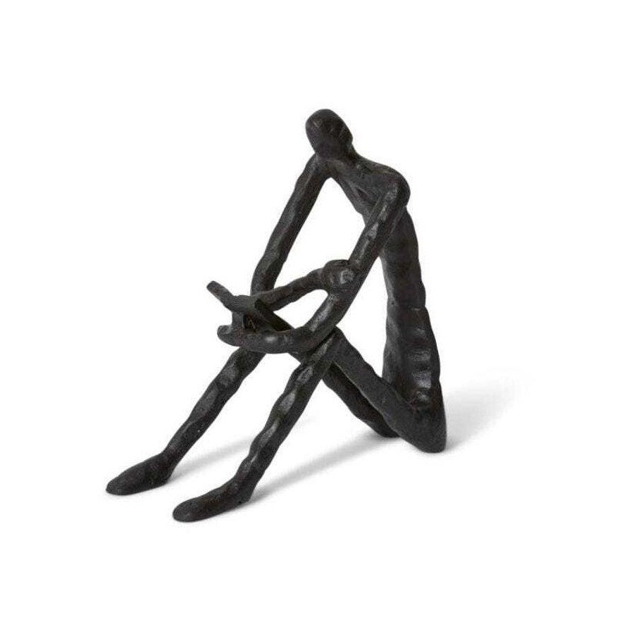 Man Reading Sculpture - 22 x 10 x 23cm BLACK