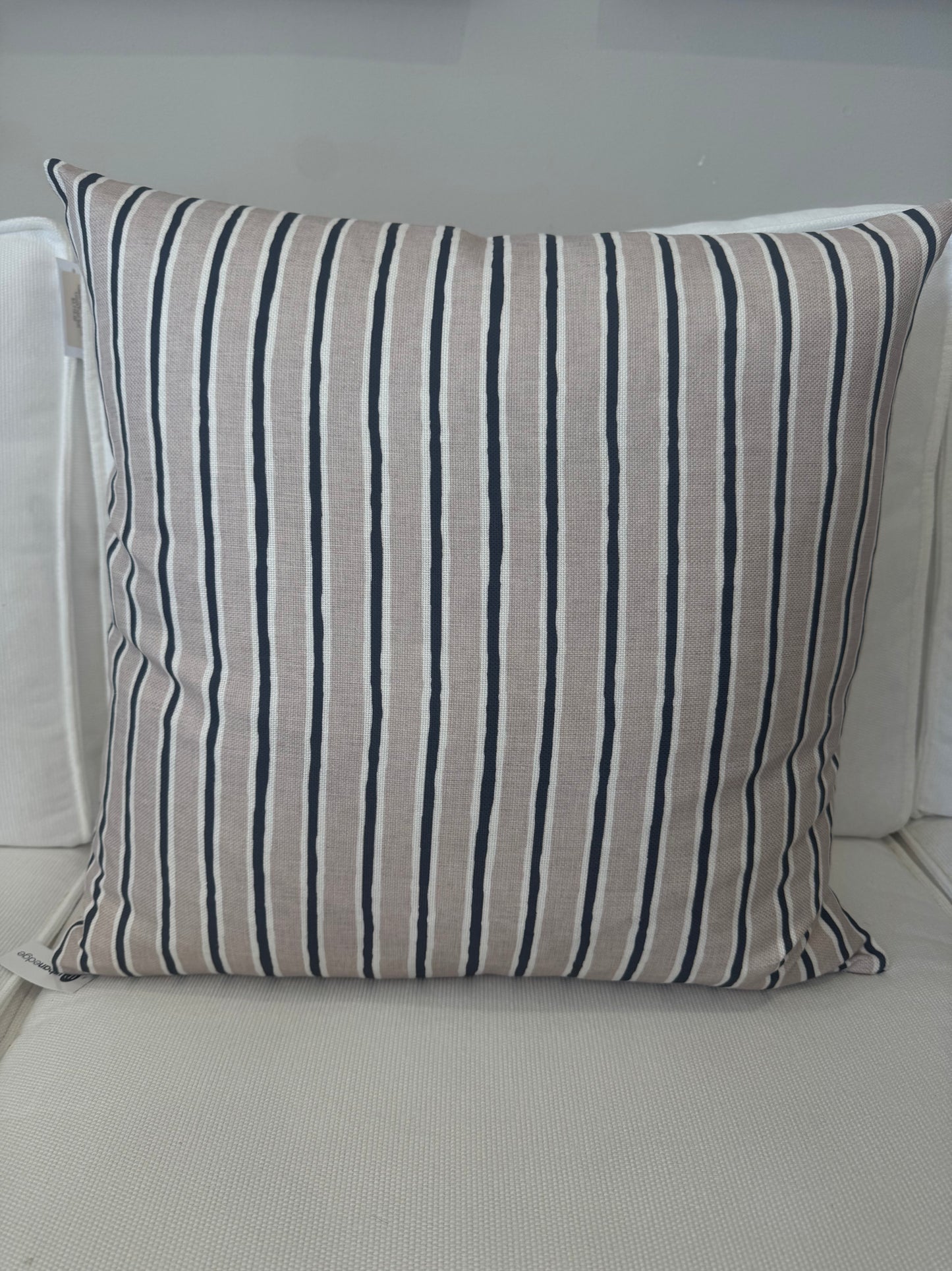Custom Heavy Linen Stripe, Charcoal/Taupe Cushion 55x55