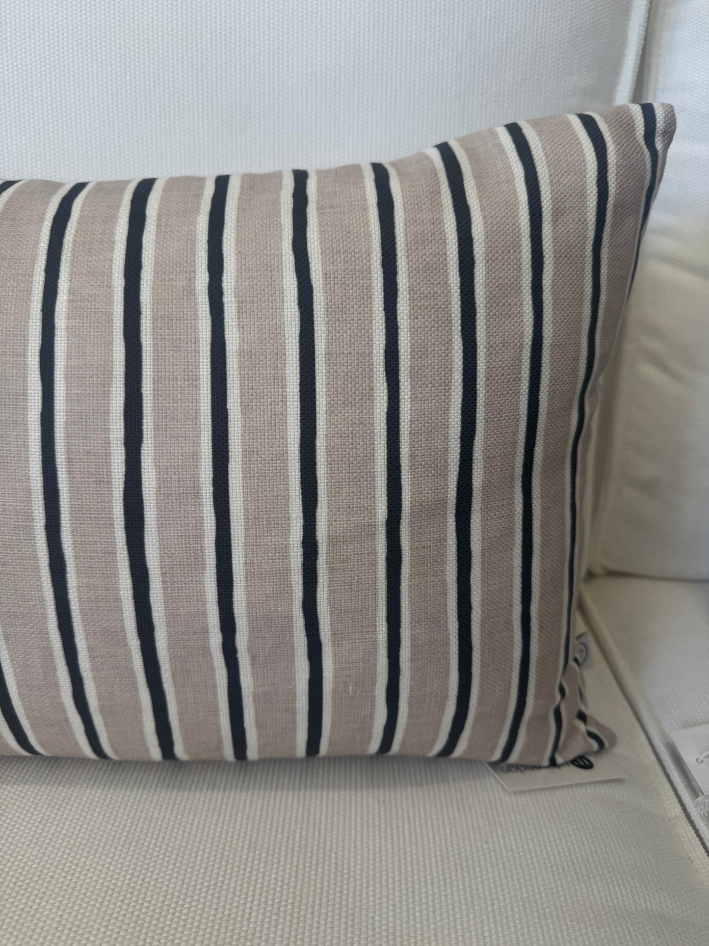 Custom Heavy Linen Stripe, Charcoal/Taupe Cushion 40x60