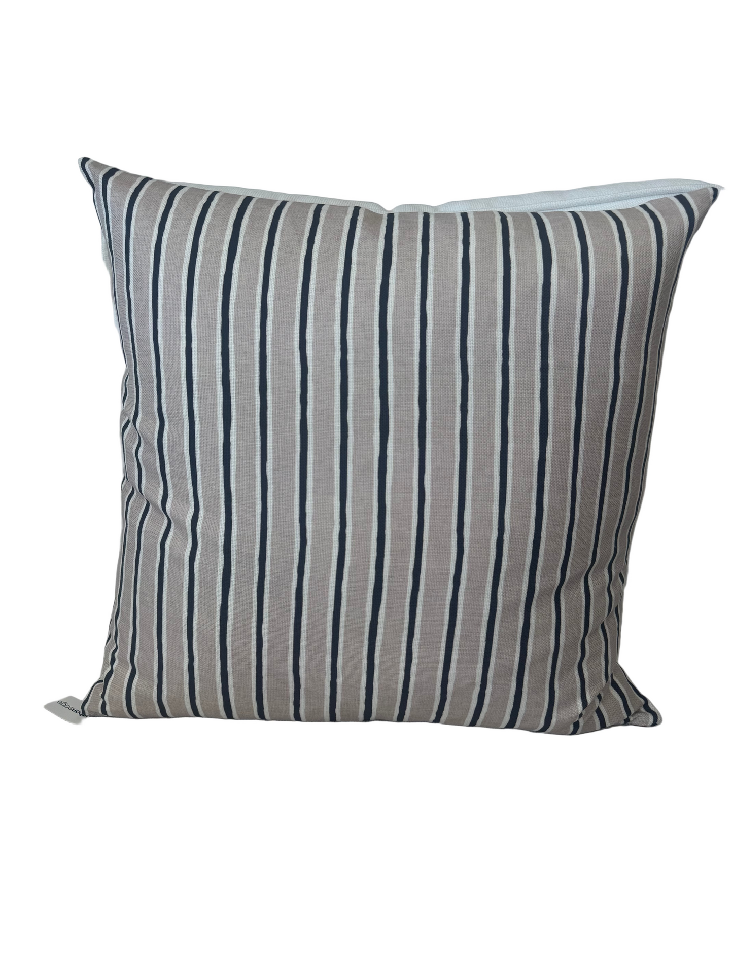 Custom Heavy Linen Stripe, Charcoal/Taupe Cushion 55x55