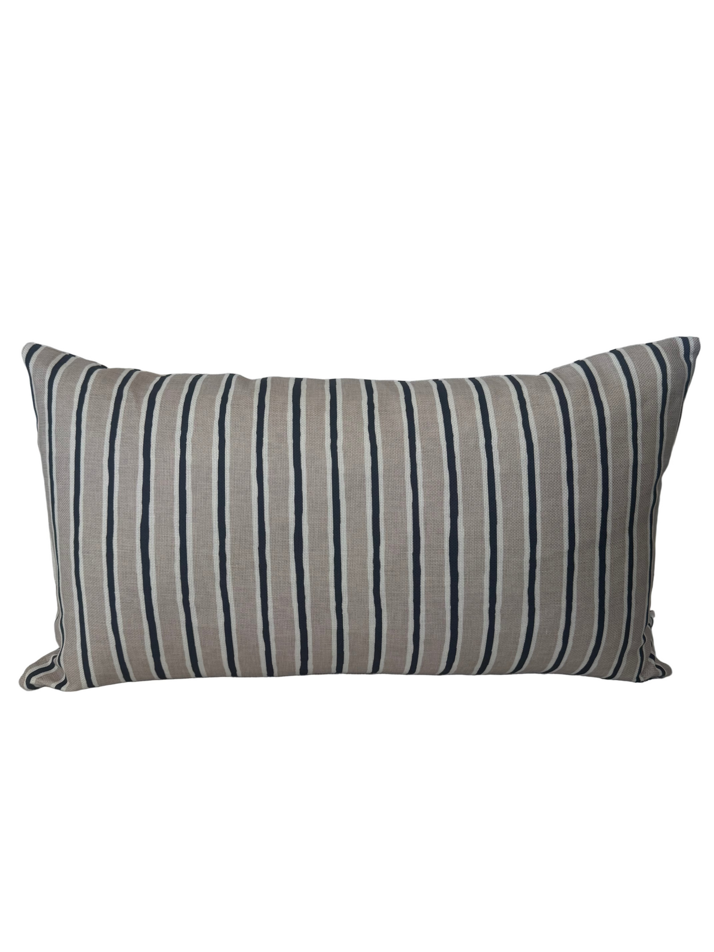 Custom Heavy Linen Stripe, Charcoal/Taupe Cushion 40x60