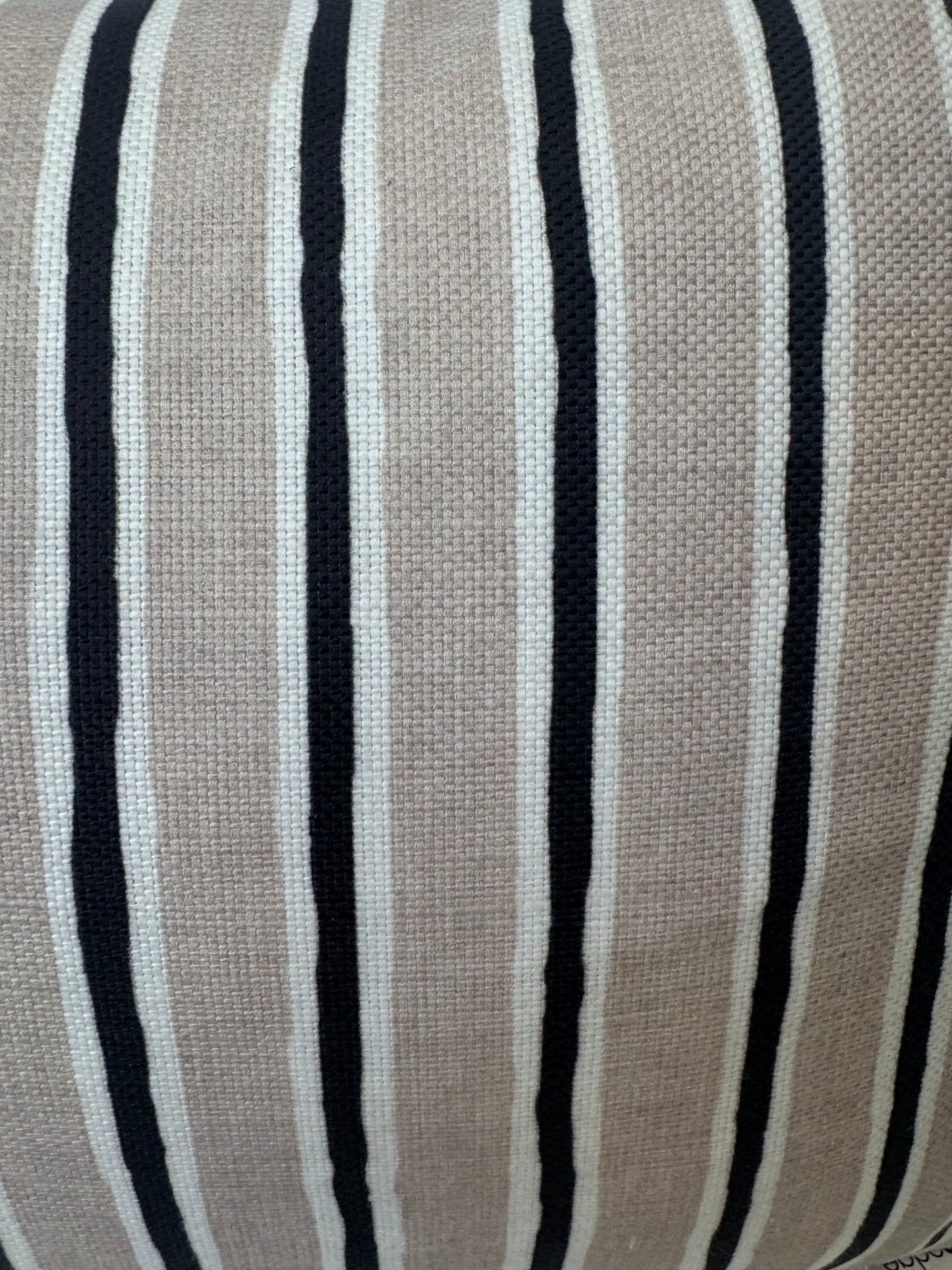 Custom Heavy Linen Stripe, Charcoal/Taupe Cushion 55x55