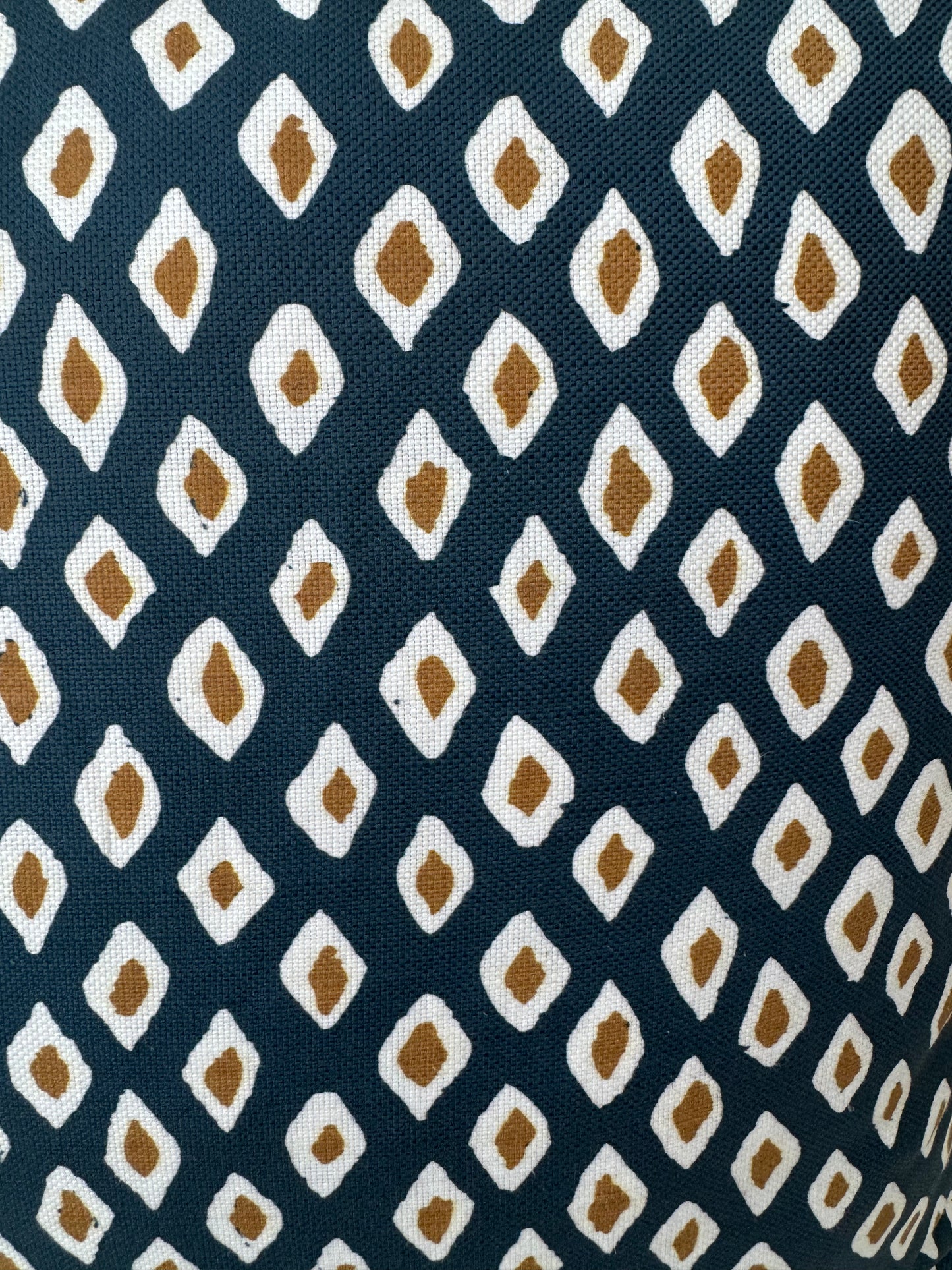 Custom Heavy Linen Diamond, Blue/Tan Cushion 55x55