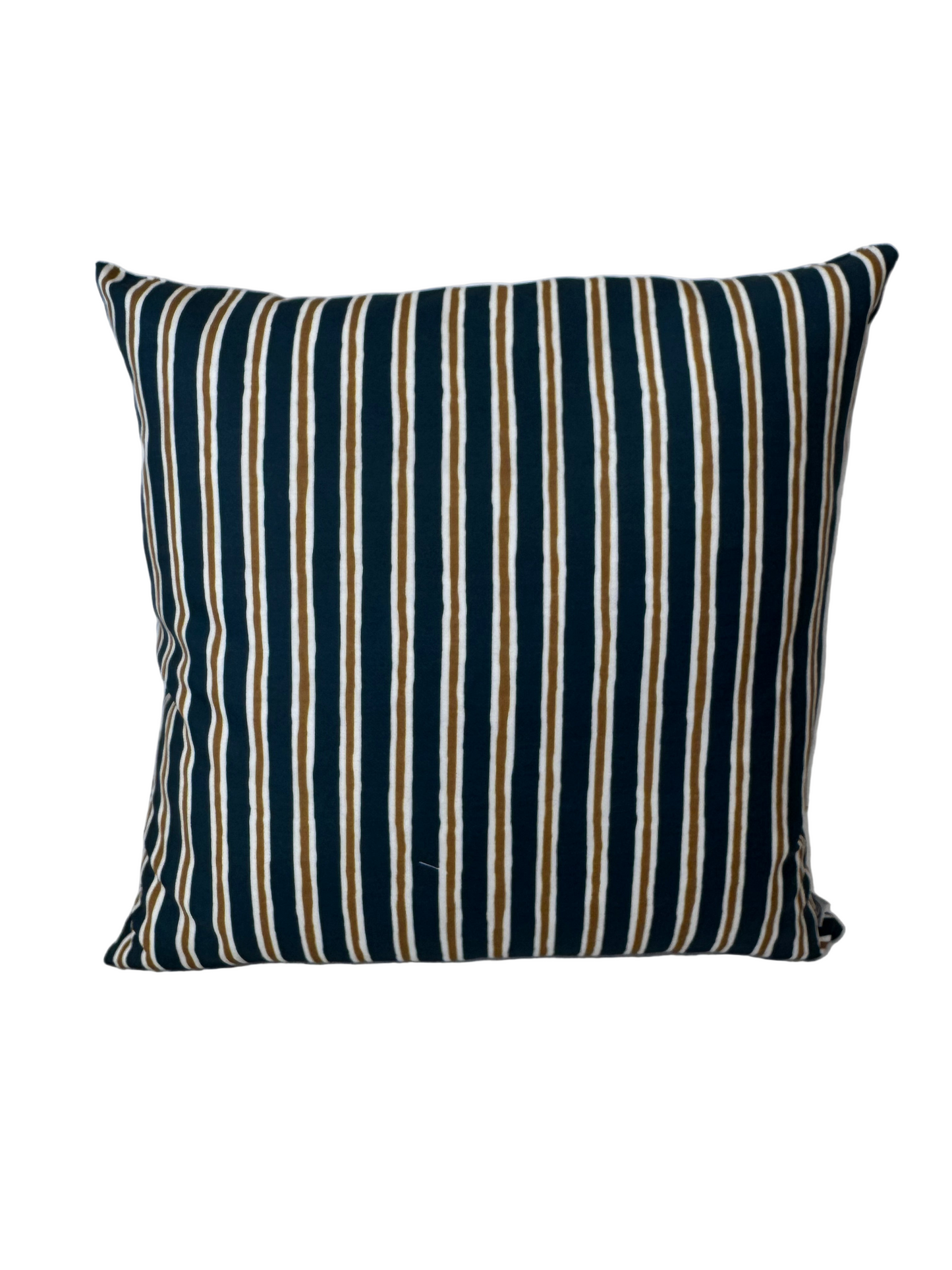 Custom Heavy Linen Stripe, Blue/Tan Cushion 55x55