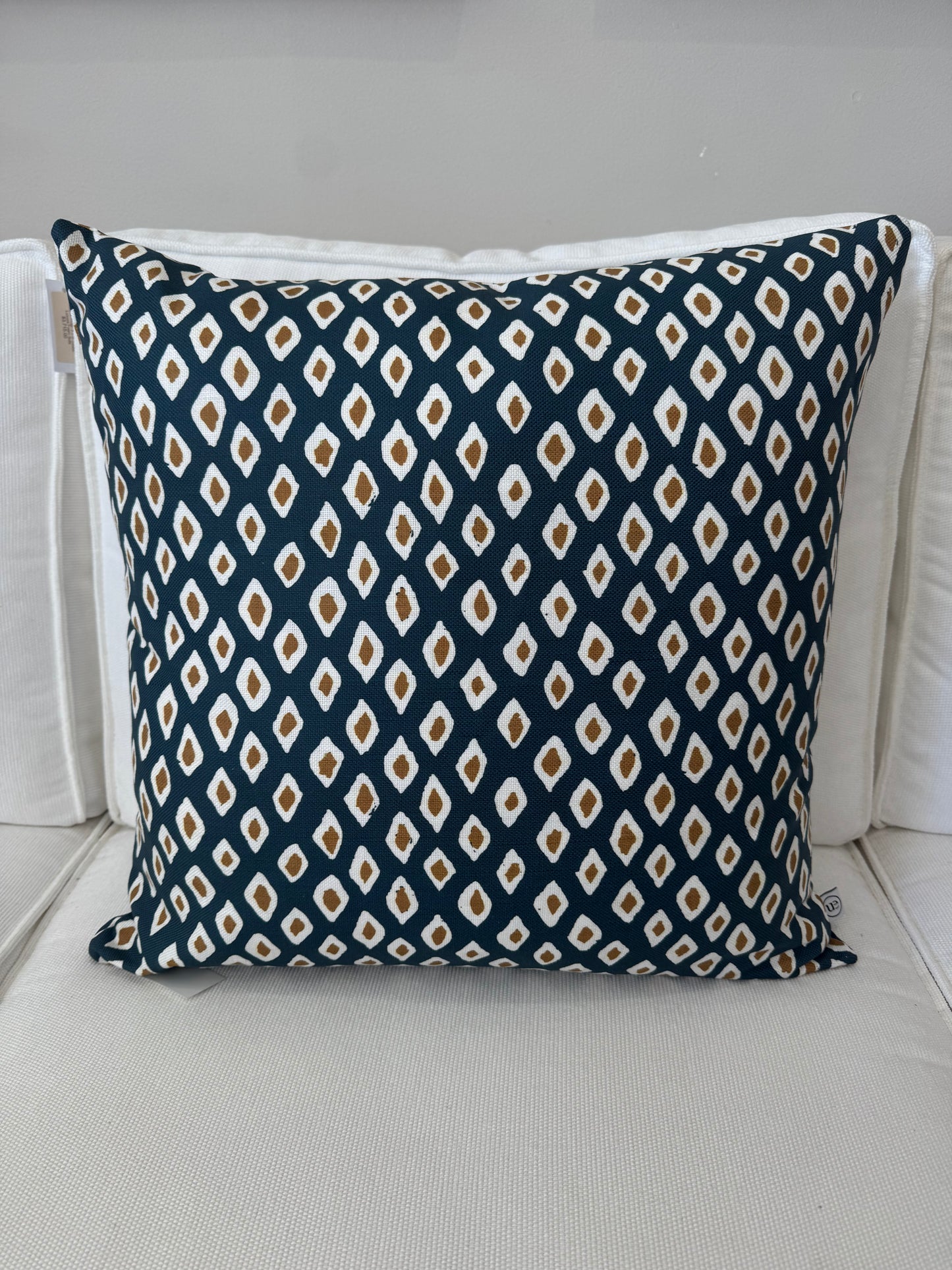 Custom Heavy Linen Diamond, Blue/Tan Cushion 55x55
