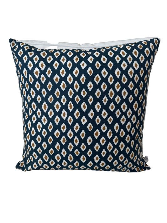Custom Heavy Linen Diamond, Blue/Tan Cushion 55x55