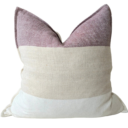 LUMERE Yarn-Dyed Linen Cushion 55cm Square - Dusty Mauve | Natural | Off White