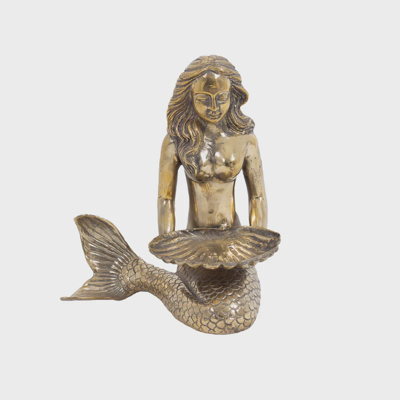 Gold Mermaid with Clam 19cm