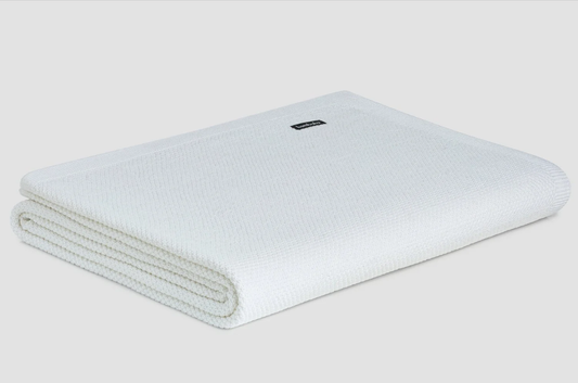 Cotton Cot Blanket Moss Stitch - White