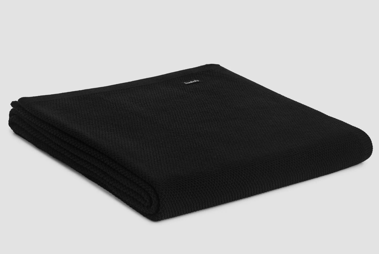 Moss Stitch Cotton Throw - Black 130x220cm