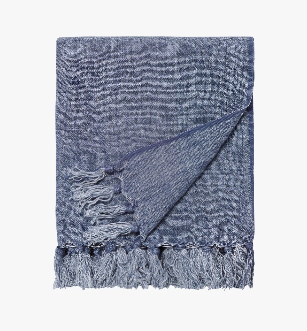 Burton Vintage Blue Linen Throw 130x170cm