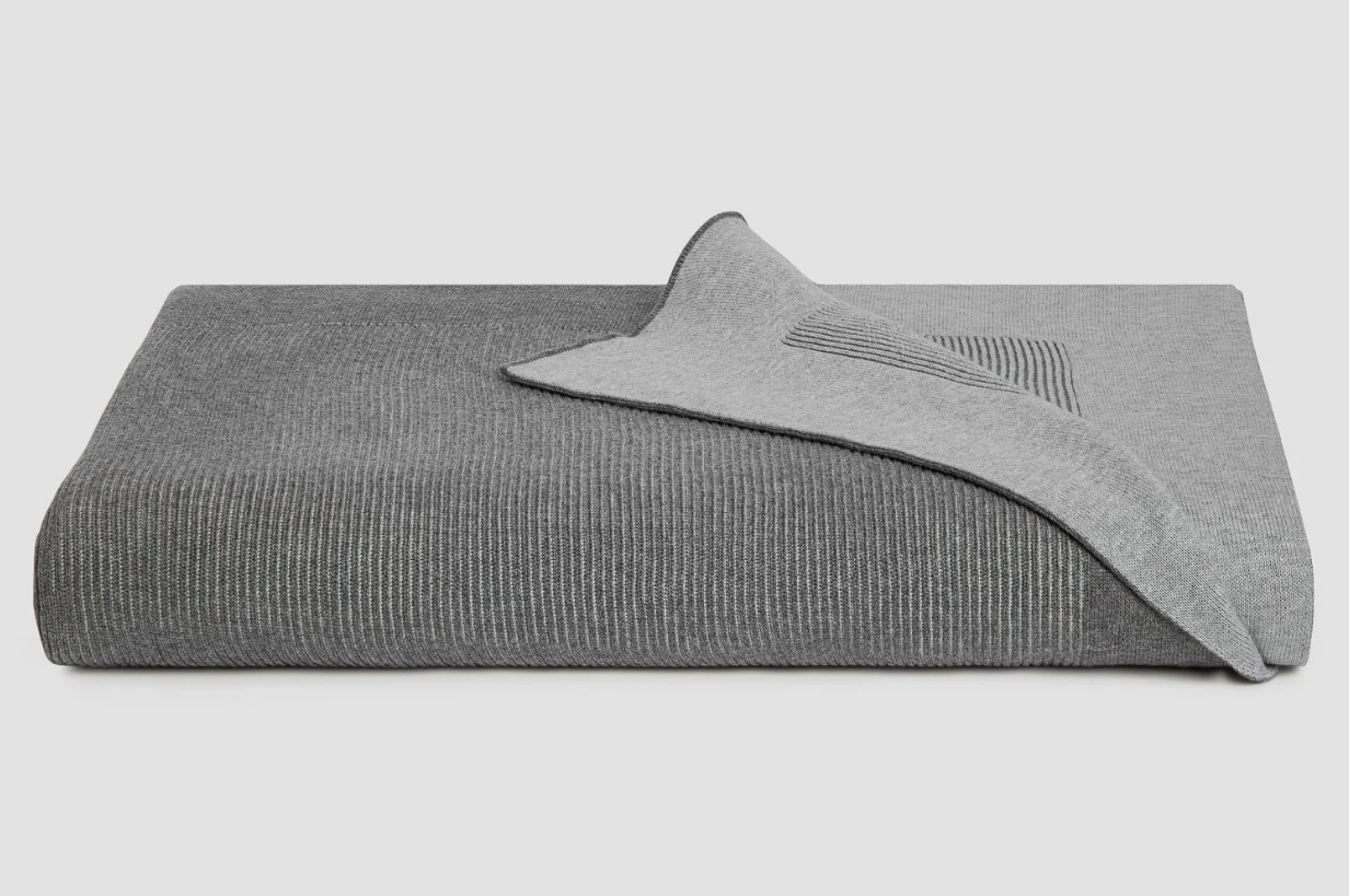 Reversible Rib Cotton Throw - Grey/Dove 130x210cm