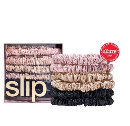 Pure Silk Skinny Scrunchie - Multi- Set of 6