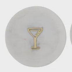 Atri S/2 Marble/Brass Coaster 10cm White