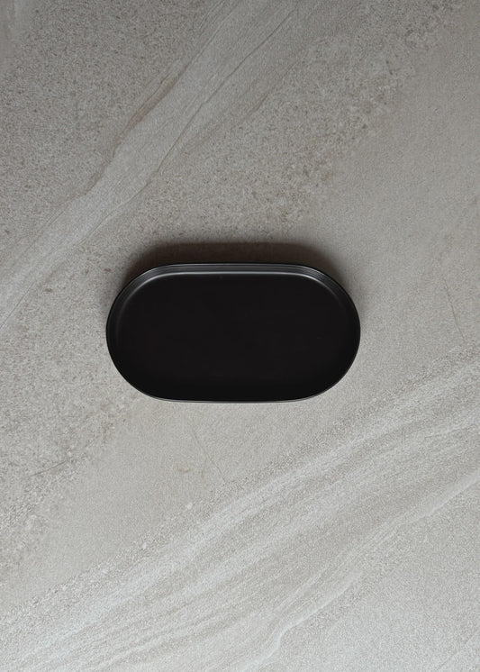 Deco Oval Catchall Black Tray Small 19cm