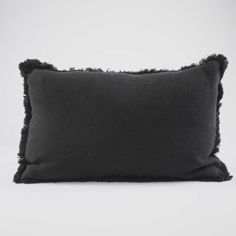Luca Boho Fringe Lumbar Black 40 x 60cm