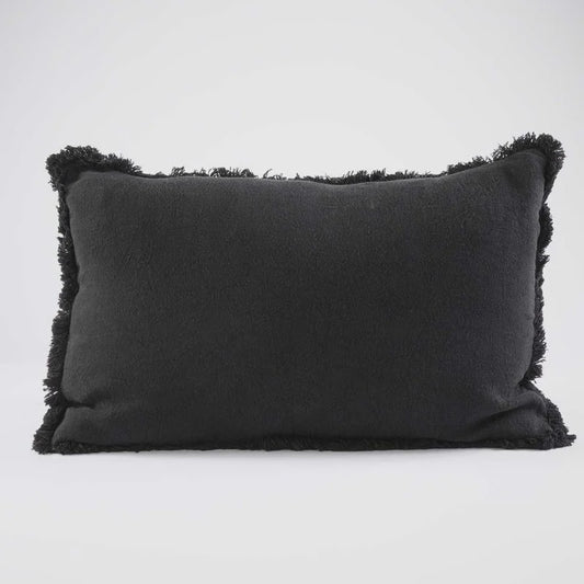 Luca Boho Fringe Lumbar Black 40 x 60cm