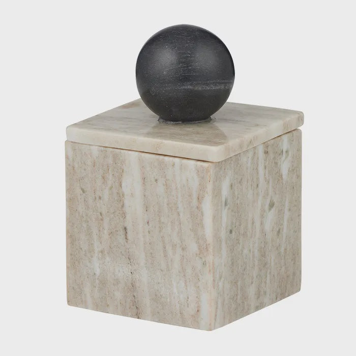 Iowa Marble Trinket Box 10x10cm Beige