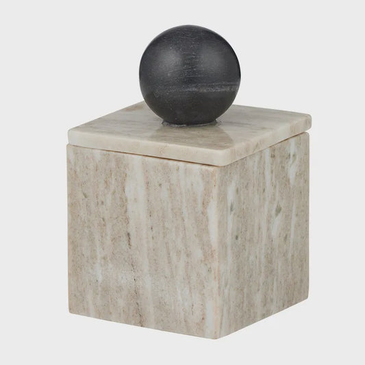Iowa Marble Trinket Box 10x10cm Beige