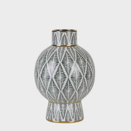 Gatsby Neck Vase - Large Black & White