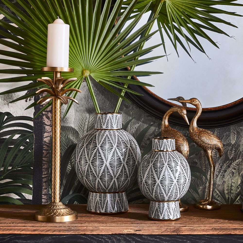 Gatsby Neck Vase - Large Black & White