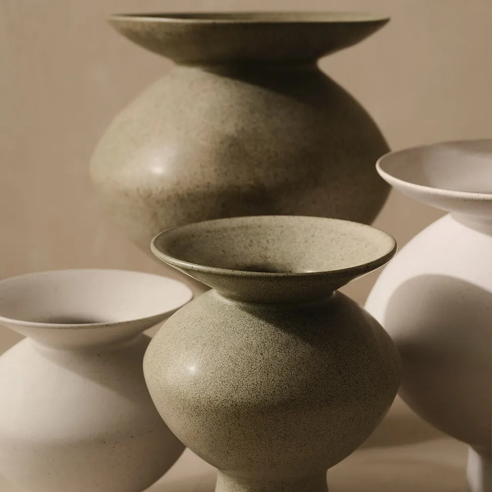 Kenji Flared Vase White Sand,  31cml x 31cmw x 33cmh