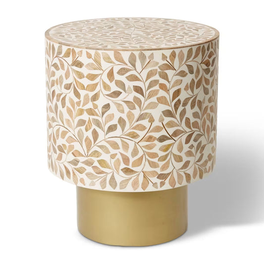 Kartik Side Table Cream/Natural/Gold 38x38x45cm