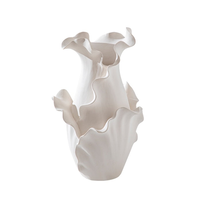 URSULA BISQUE CERAMIC LEAF VASE WAISTED