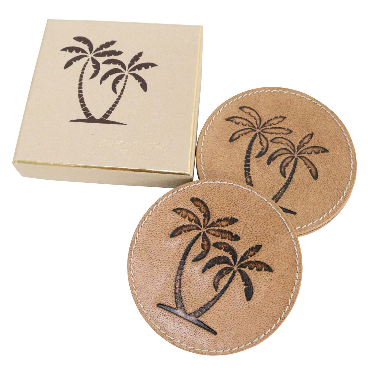 Leather Coasters S/4 Palm