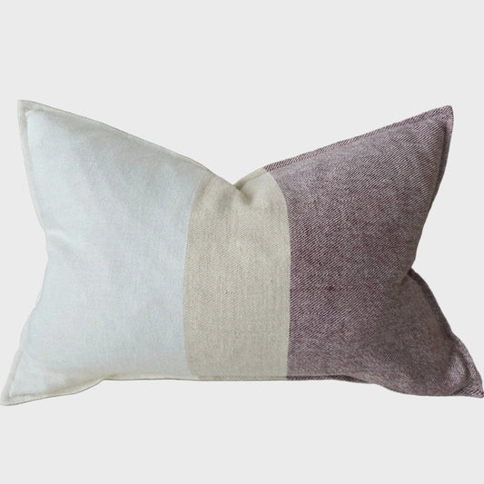 LUMERE Yarn-Dyed Linen Cushion 40x60cm Lumbar - Dusty Mauve | Natural | Off White