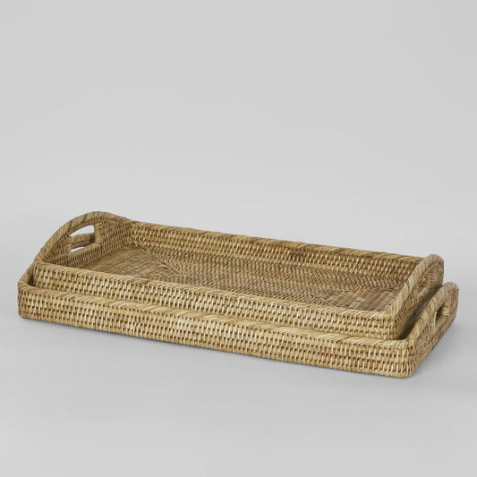 Paume Rattan Rectangle Tray - Natural, Medium