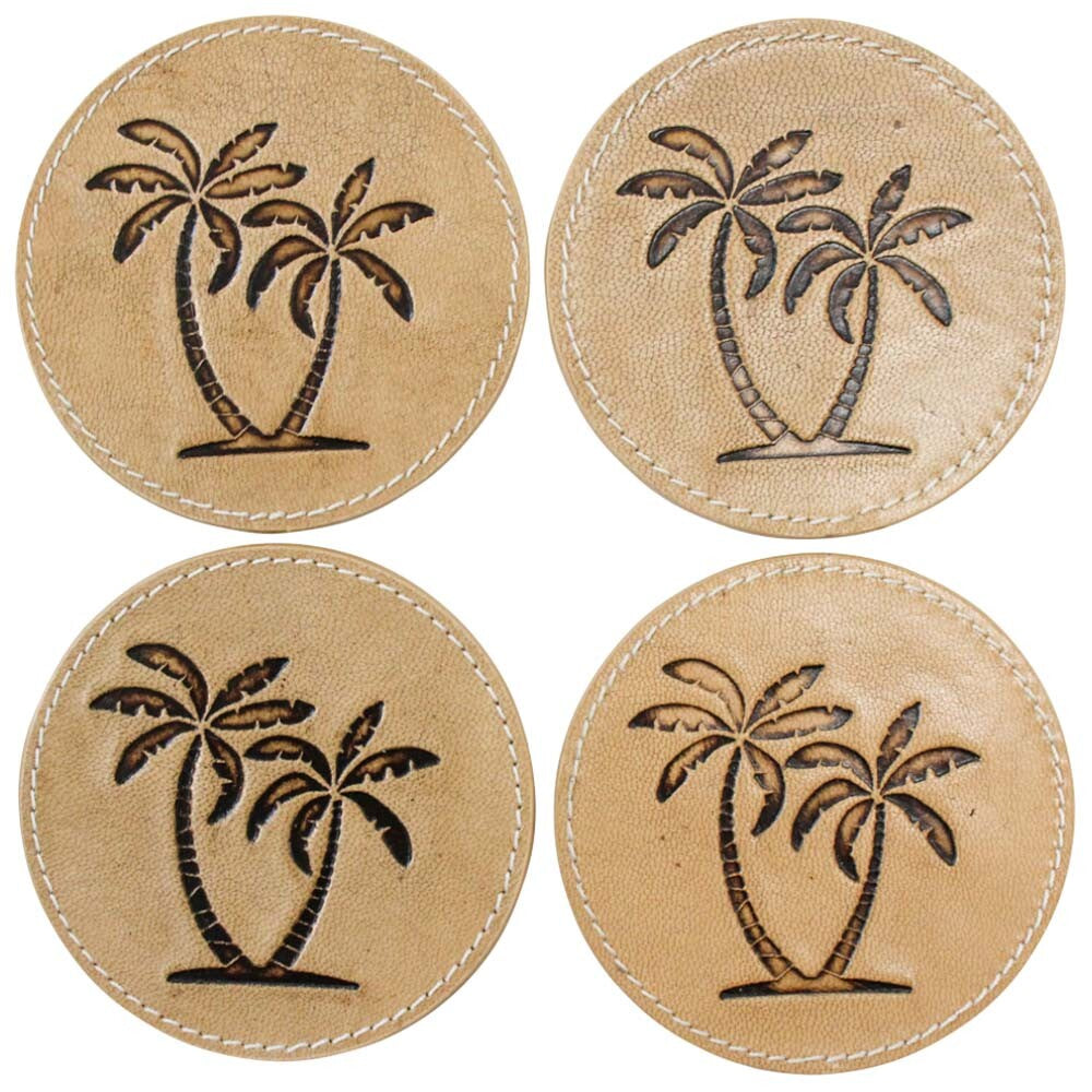 Leather Coasters S/4 Palm