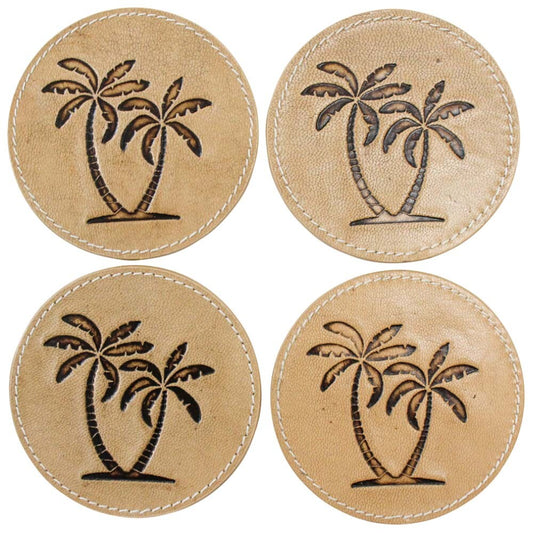 Leather Coasters S/4 Palm