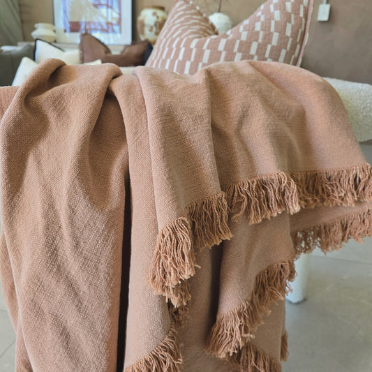 Champêtre Heavy Weight French Linen Massive Throw 140x220cm - Peach Fuzz