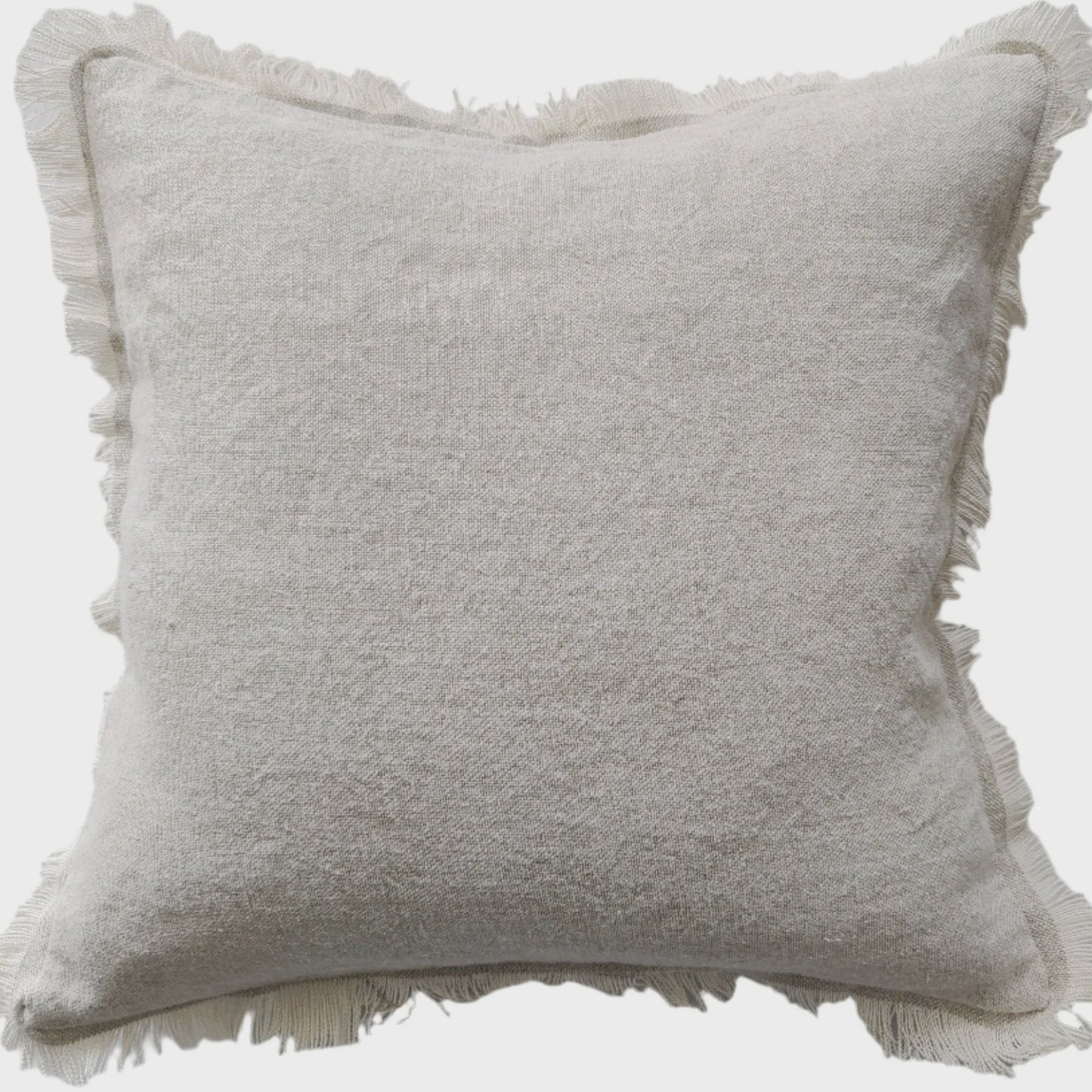 Riviera Heavy Weight Texture French Linen Fringed Edge Cushion 60cm Square- Oatmeal