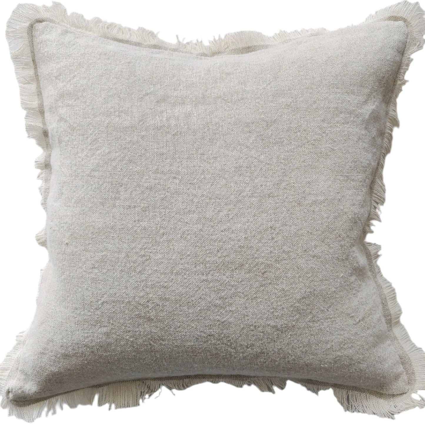 Riviera Heavy Weight Texture French Linen Fringed Edge Cushion 60cm Square- Oatmeal
