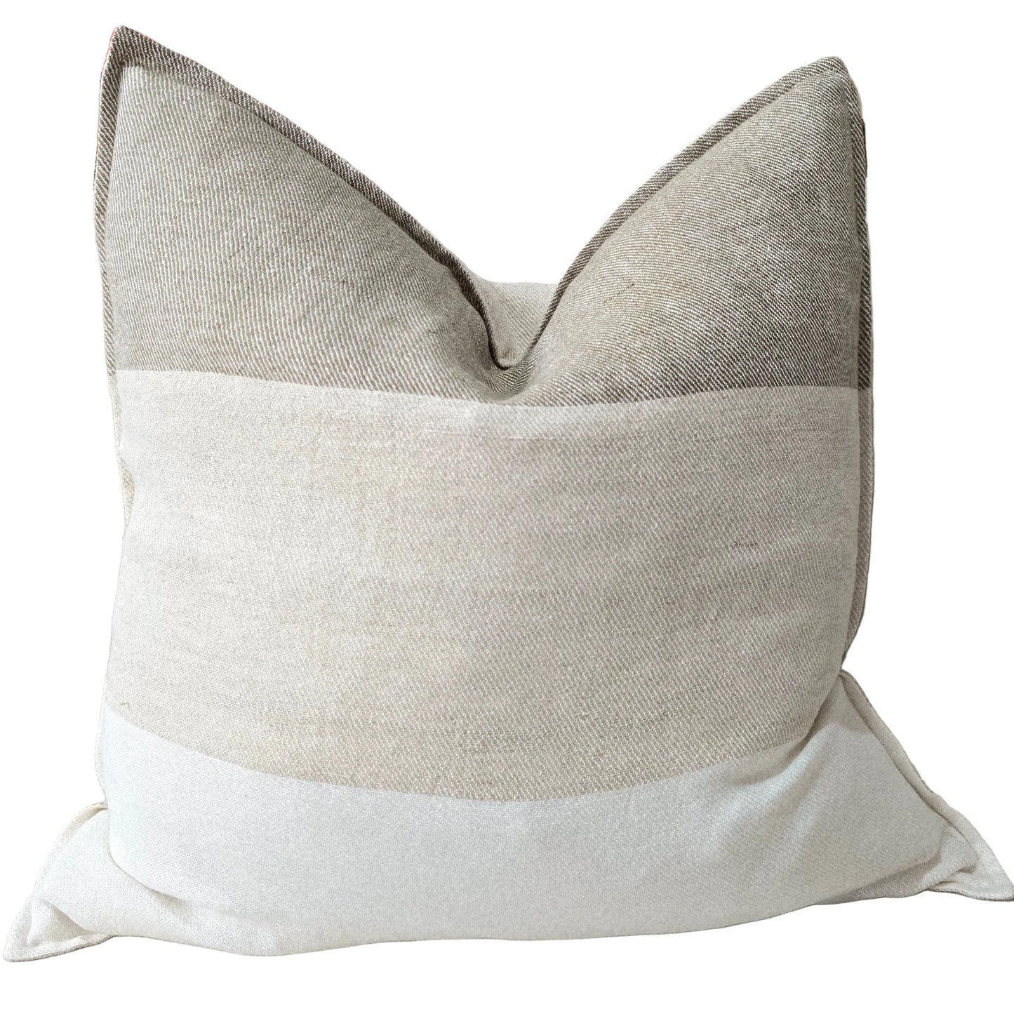 LUMERE Yarn-Dyed Linen Cushion 55cm Square - Dried Sage | Off White | Natural