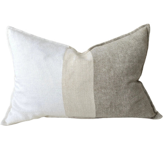 LUMERE Yarn-Dyed Linen Cushion 40x60cm Lumbar - Dried Sage | Off White | Natural