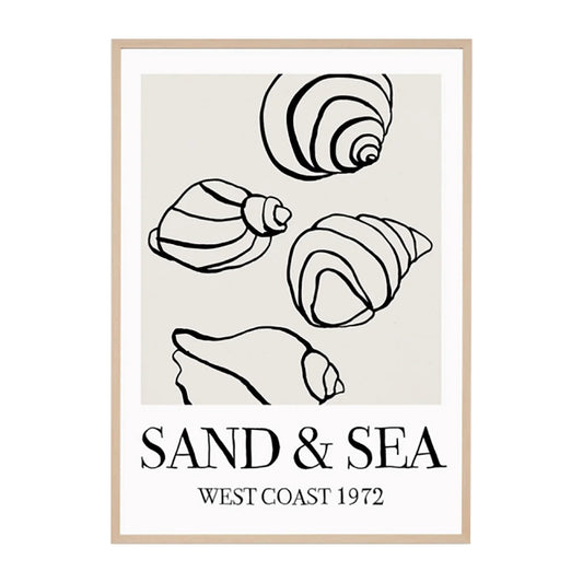 Sand and Sea Black Print 87 x 122 cm