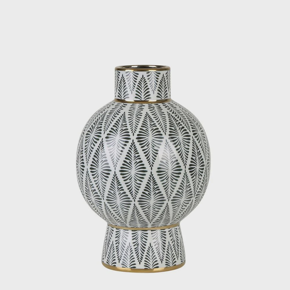 Gatsby Neck Vase - Small Black & White