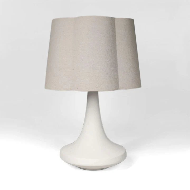 Soren Table Lamp & Linen Pleated Shade-White