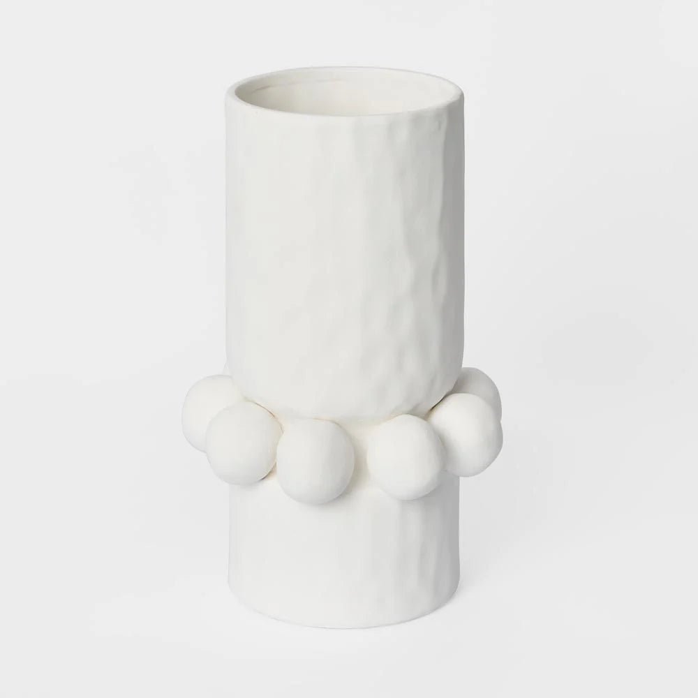 Tall Tiki Vase - White