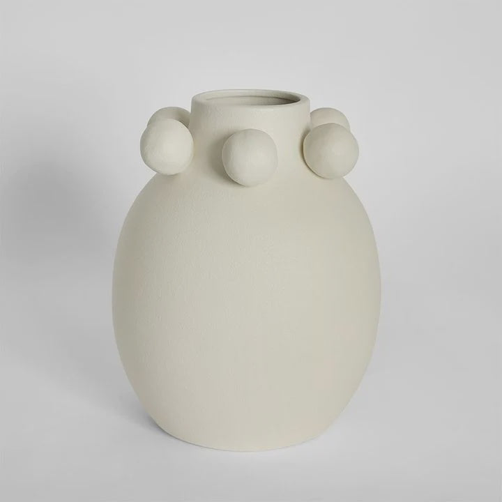 Tiki Round Vase Tall - Off White