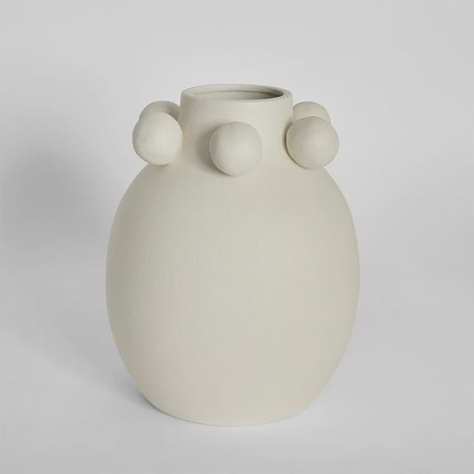 Tiki Round Vase Tall - Off White