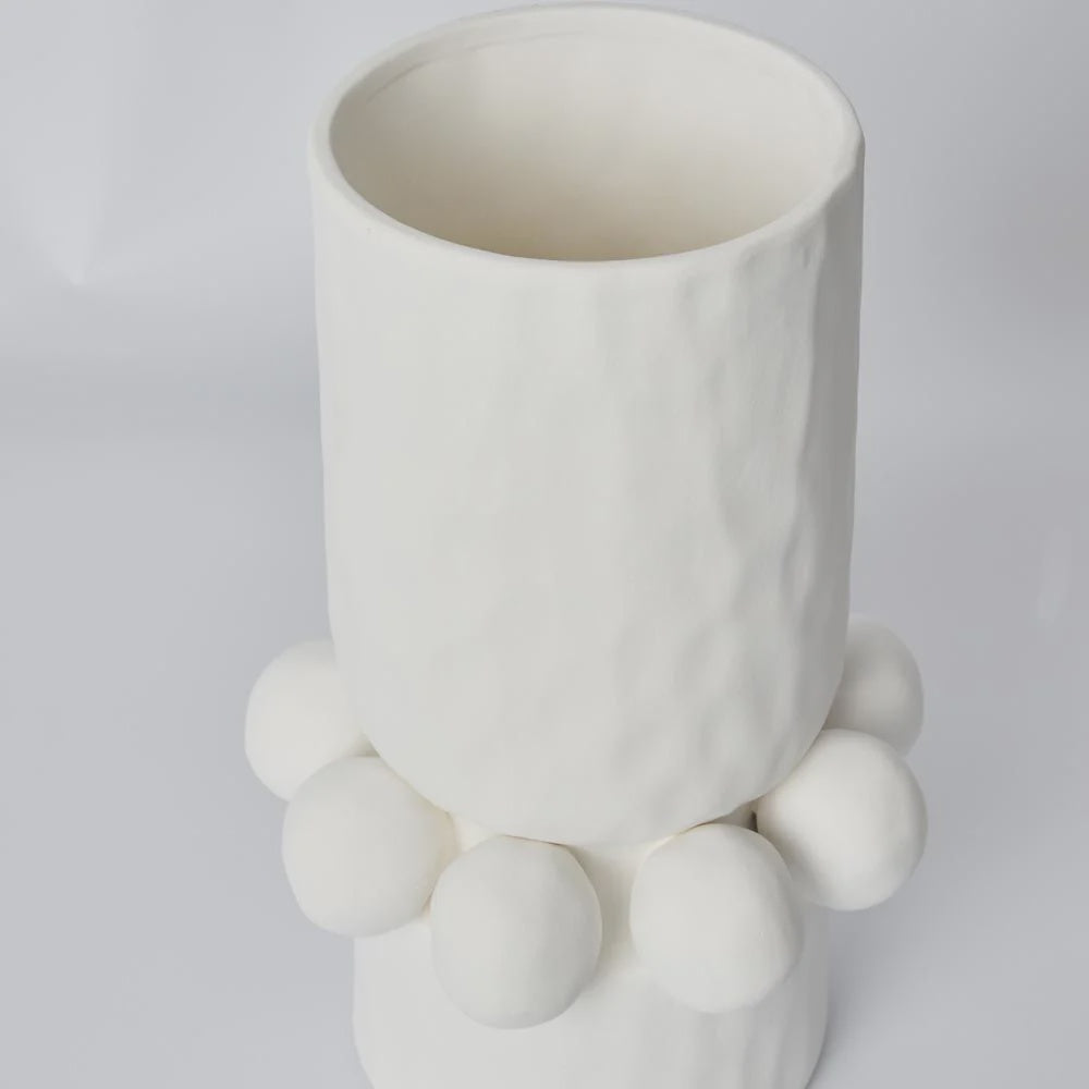 Tall Tiki Vase - White
