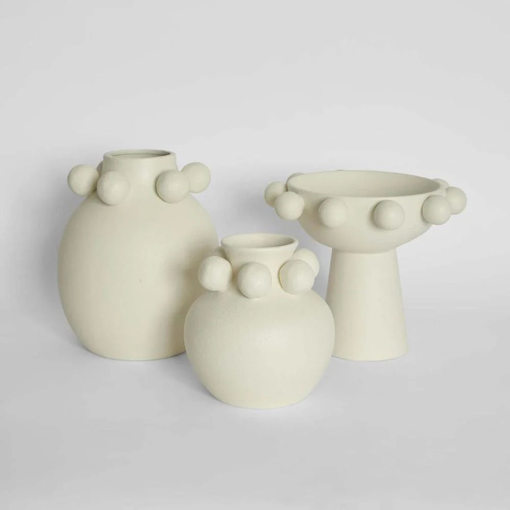 Tiki Round Vase Small - Off White