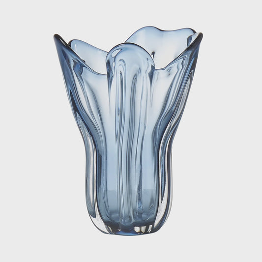 Wavy Glass Vase Blue 23x23x26
