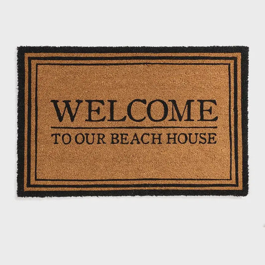 Oxford Welcome To Our Beach House Matt Black 55x85cm